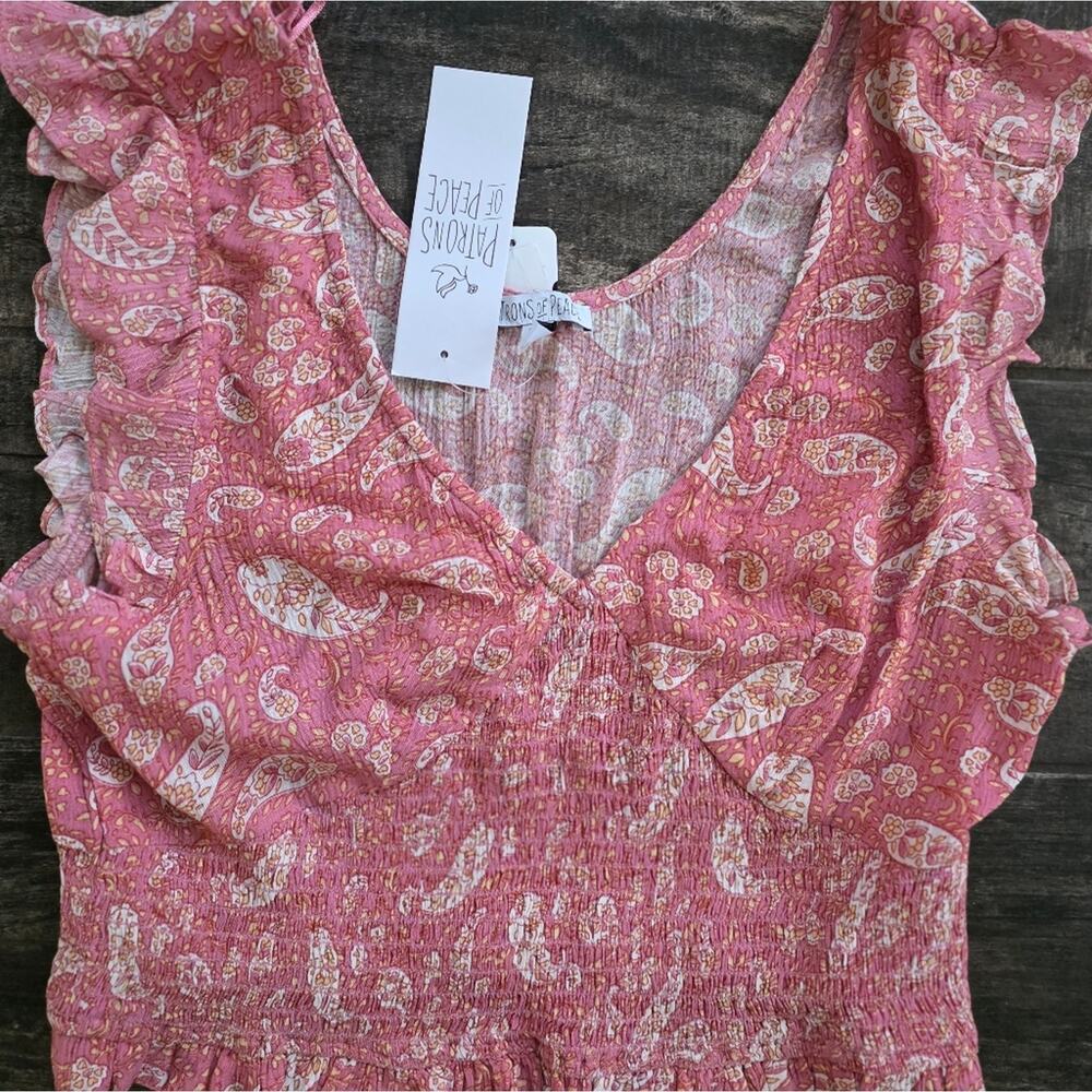 #423 Patrons of Peace Pink Paisley Crop Top